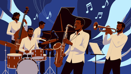 Fototapeta premium Jazz Band Performing Together