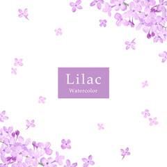 水彩で描いたライラックのフレーム素材