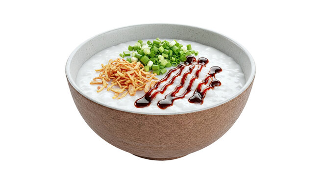 Bowl of Congee with Toppings and Sauce