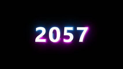 Happy new year neon sign. Glowing neon number text illustration on background.