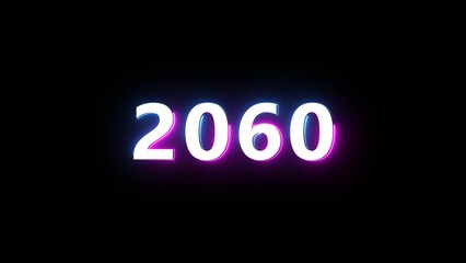Happy new year neon sign. Glowing neon number text illustration on background.