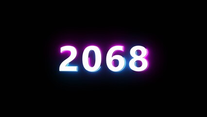 Happy new year neon sign. Glowing neon number text illustration on background.