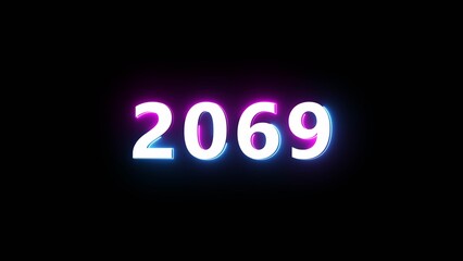 Happy new year neon sign. Glowing neon number text illustration on background.