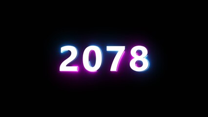 Happy new year neon sign. Glowing neon number text illustration on background.
