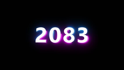 Happy new year neon sign. Glowing neon number text illustration on background.