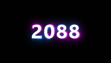 Happy new year neon sign. Glowing neon number text illustration on background.