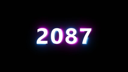 Happy new year neon sign. Glowing neon number text illustration on background.