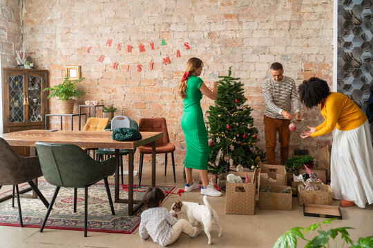 Packing Christmas ornaments and tree decorations