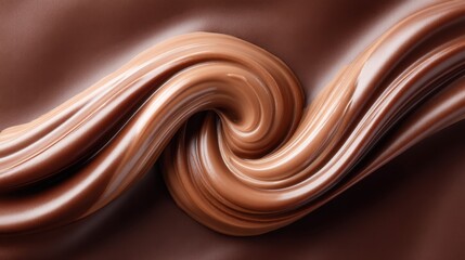 Swirling Creamy Chocolate Texture with Glossy Finish for Sweet Culinary Creations and Confectionery Designs