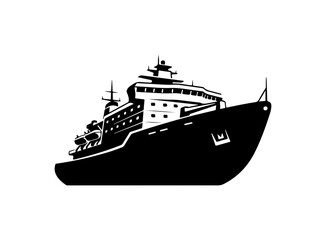 Obraz premium Modern Cruise Ship Vector Silhouette