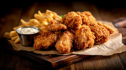 Golden Fried Chicken Wings Close Up