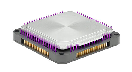 Close-up of a Central Processing Unit (CPU) with visible pins