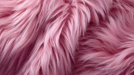 Fototapeta premium Pink fur texture closeup with soft fluffy fibers and natural light, detailed fabric surface for fashion, textile design and cozy material background concept.