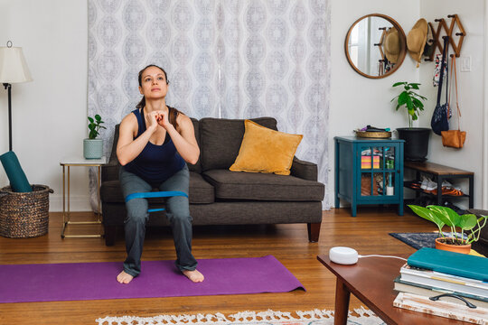 Home Resistance Band Squat Exercise for Strength and Stability