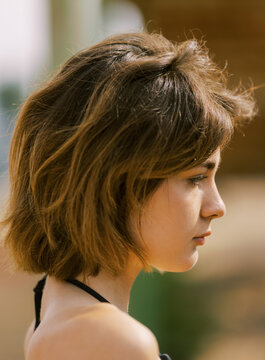 Closeup of young woman on the vacation