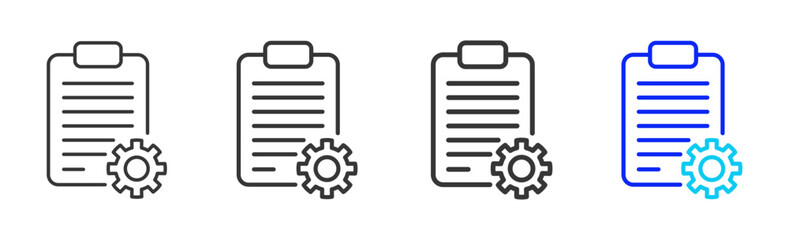 Task Engine Icon Set Collection Creative Outline Style for Standard Operating Process with Multiple Thickness Variations and Professional Visual Design