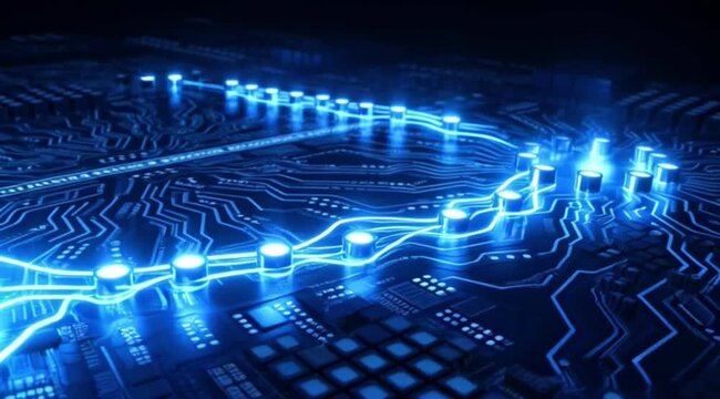 AI circuit board glowing animation