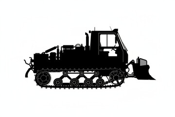 Silhouette of a Powerful Crawler Tractor: A bold silhouette of a robust crawler tractor, designed for heavy-duty tasks, stands out with its intricate tracks and sturdy build, poised for action. © MetaPixel Studio