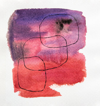 Abstract watercolor in red and purple