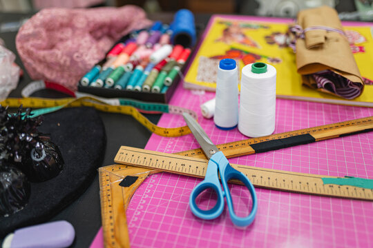 Sewing tools in workshop