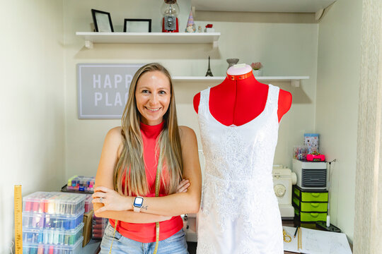 Proud designer in her studio