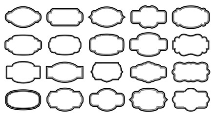 Assortment of Decorative Vintage Frames and Labels on White Background Vector