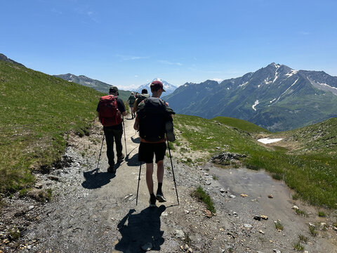 UGC of people hiking at the col de Bonhomme, Alps