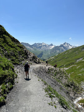 UGC of people hiking at the col de Bonhomme, Alps