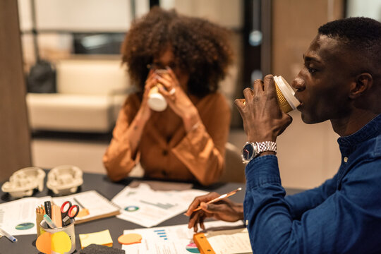 Colleagues drinking coffee