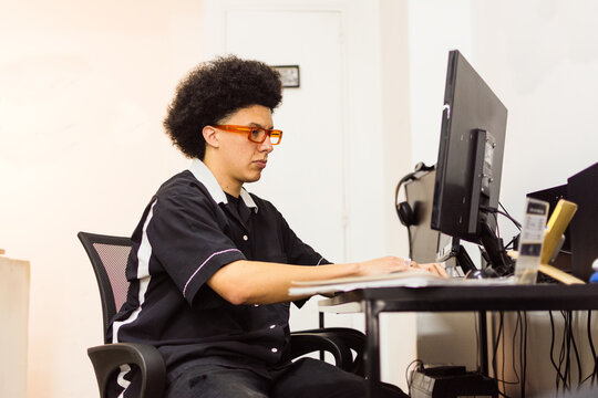 Barber working in the back office