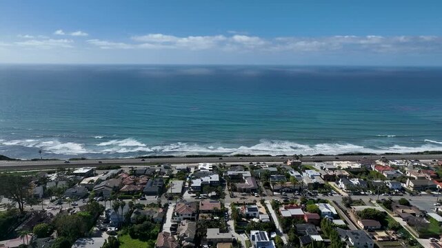 Aerial drone photo of Cardiff with nice house, West Coast of California, Encinitas, United States of America