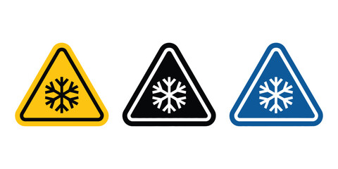 Obraz premium Cold warning sign icon vector set, temperature alert and freezing hazard symbols for safety indicators, weather warnings, UI design, mobile apps, web interfaces, and industrial notification systems