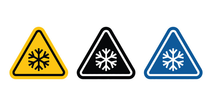 Cold warning sign icon vector set, temperature alert and freezing hazard symbols for safety indicators, weather warnings, UI design, mobile apps, web interfaces, and industrial notification systems