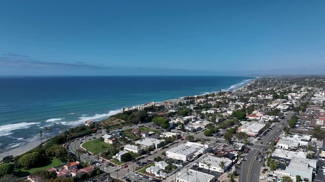 Aerial drone photo of Cardiff with nice house, West Coast of California, Encinitas, United States of America