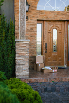 The parcels are next to the front door