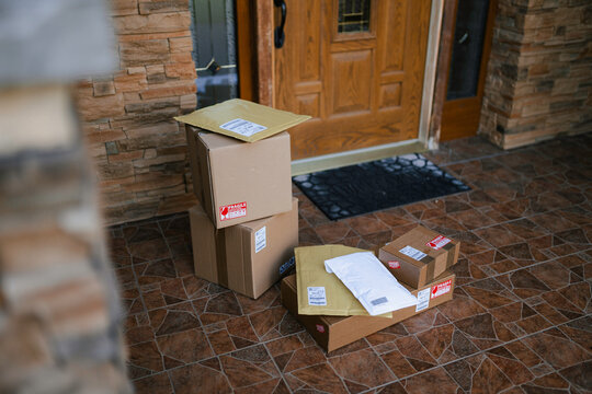 The parcels are next to the front door