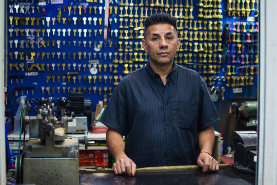 Locksmith portrait at his shop