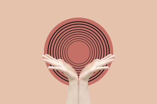 Collage art with a female hands