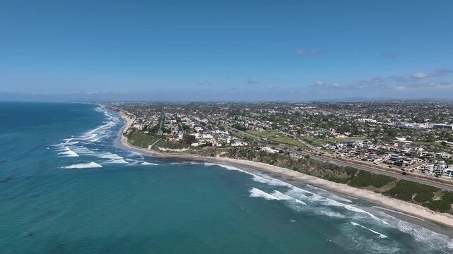 Aerial drone photo of Cardiff with nice house, West Coast of California, Encinitas, United States of America