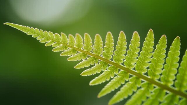 Close Up Of Translucent Green Fern Leaf In Soft Natural Light