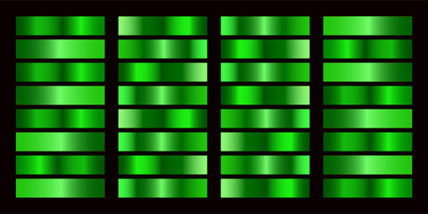 Collection of green metallic gradient. Brilliant plates with metallic effect. Vector illustration.eps,10 © edi