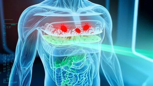 Noninvasive diagnostic method targeting inflamed lung tissues and abdominal organs, Advanced medical technique employing laser technology for precise internal visualization during procedures