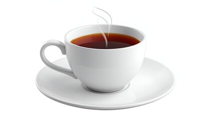 Obraz premium Elegant White Cup of Tea with Rising Steam.