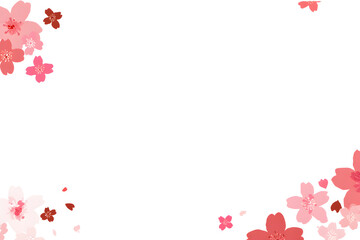 Japanese-style illustration. Spring frame background with cherry blossoms in bloom. A design suitable for celebrating school enrollment, graduation, or new beginnings.