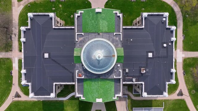 Lucas County Courthouse aerial view at 700 Adams Street in downtown Toledo, Ohio OH, USA. 