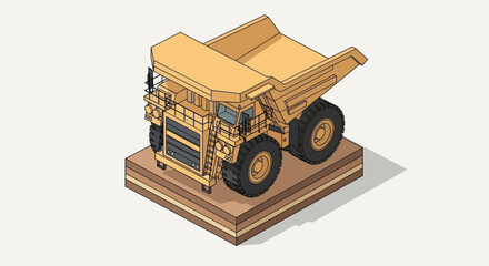 Heavy-duty mining dump truck isometric illustration. © Ndog