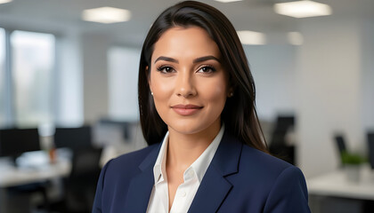 Confident Professional Young Woman Portrait In Modern Office Environment, Corporate Business Headshot