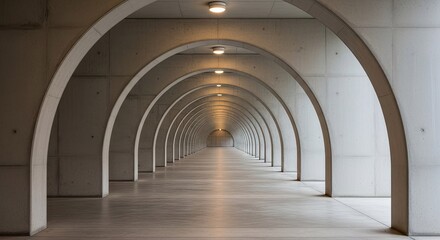 Obraz premium Modern Arched Corridor with Receding Perspective