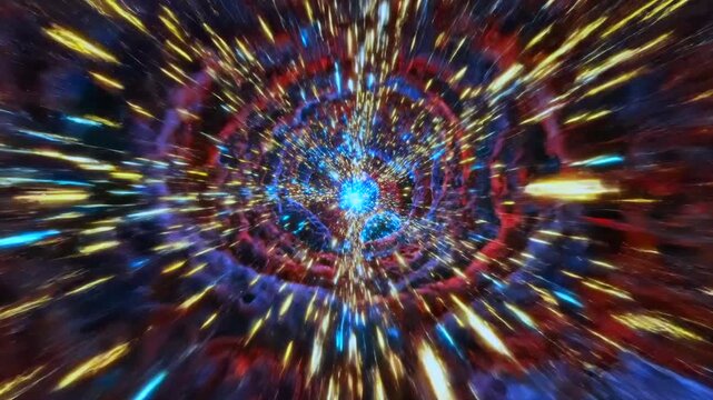 Dynamic neon particle cyclone, Vivid vortex with radiant streaks and bright flashes, Lively swirling mass of particles brightened by vivid streaks and energetic light bursts