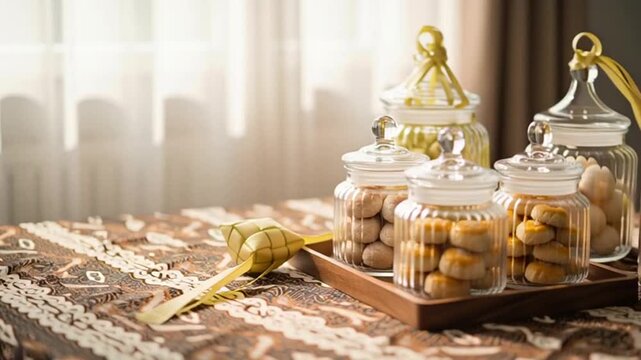 Lebaran Atmosphere: Traditional Cookies on Batik Tablecloth
